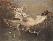 Giovanni Boldini A Reclining Nude on a Day-bed oil on canvas
